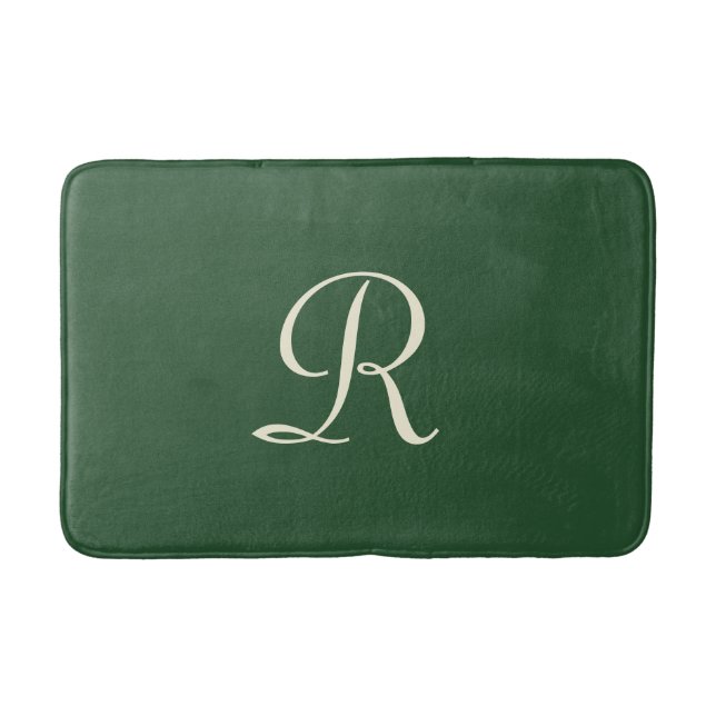 Grüne und cremefarbene Mit Monogramm Badematte (Vorderseite)