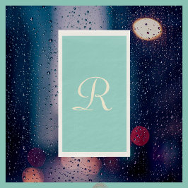 Grüne und cremefarbene Mit Monogramm Minimalistisc Serviette