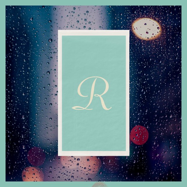 Grüne und cremefarbene Mit Monogramm Minimalistisc Serviette (Von Creator hochgeladen)