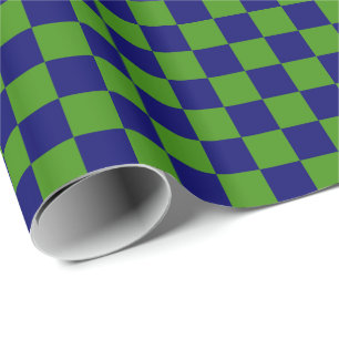 Grüne und dunkelblaue karierte Quadrate Geschenkpapier