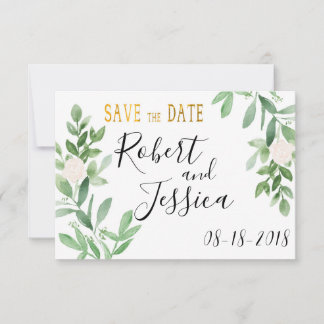 Grüne und einfache Hochzeit Gold speichern das Dat Save The Date