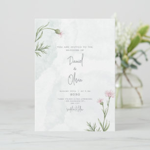 Grüne und elegante Blumenhochzeit Einladung