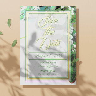Grüne und florale Botanische Hochzeit retten das D Folieneinladung
