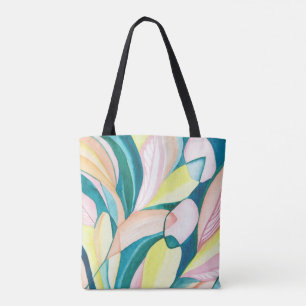 Grüne und gelbe botanische Aquarell-Abstrakte Kuns Tasche