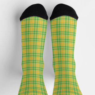 Grüne und gelbe Karierte Socken
