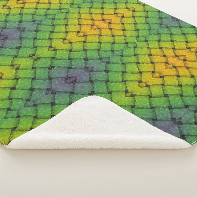 Grüne und gelbe Musterdecke Sherpadecke (3/4)