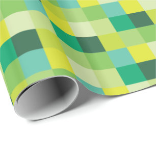 Grüne und gelbe Pixel-Kunst Pixelated Muster-  Geschenkpapier