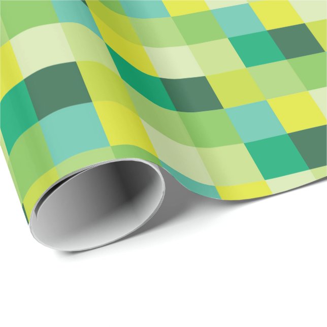 Grüne und gelbe Pixel-Kunst Pixelated Muster-| Geschenkpapier (Rolleneckpunkt)