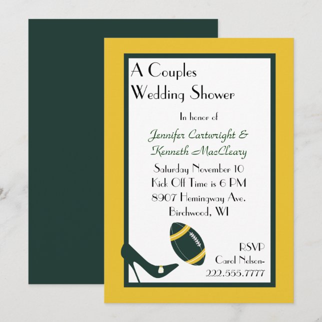 Grüne und gelbe Polterabende Einladung (Vorne/Hinten)