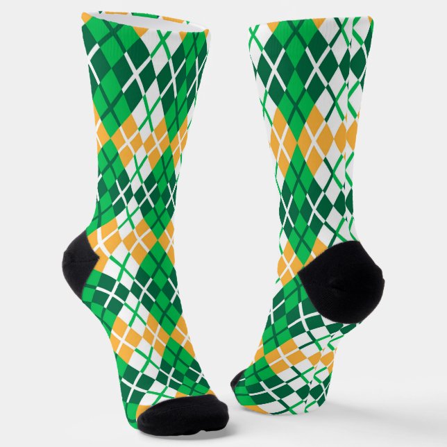 grüne und gelbe Raute Socken (Gewinkelt)