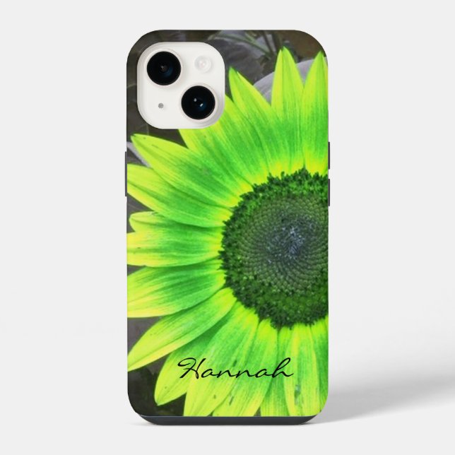 Grüne und gelbe Sonnenblumen iPhone 14 Hülle (Rückseite)