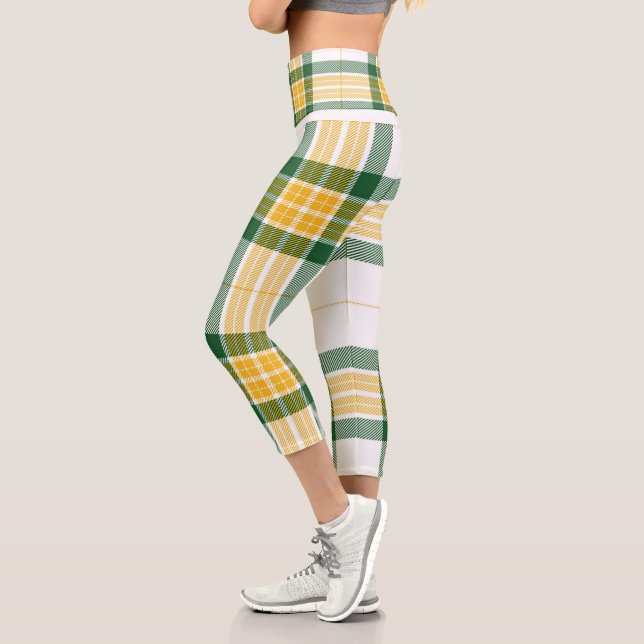 Grüne und gelbe Tartan High Waisted Capris (Links)
