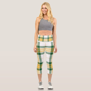 Grüne und gelbe Tartan High Waisted Capris
