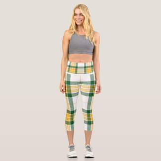 Grüne und gelbe Tartan High Waisted Capris