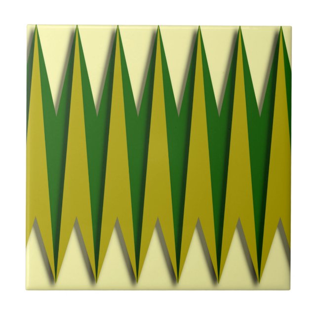 Grüne und gelbe Zigzag Fliese (Vorderseite)