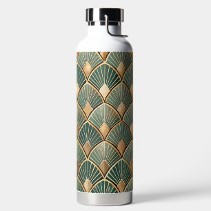 GRÜNE UND GOLD ART DECO-MUSTER TRINKFLASCHE