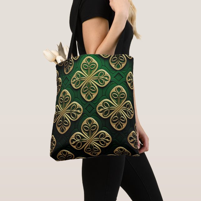 GRÜNE UND GOLD IRISCHE KNOTEN TASCHE (Von Nahem)