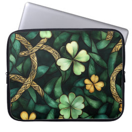 GRÜNE UND GOLD IRISCHE KNOTEN UND KLEEBLÄTTER LAPTOPSCHUTZHÜLLE