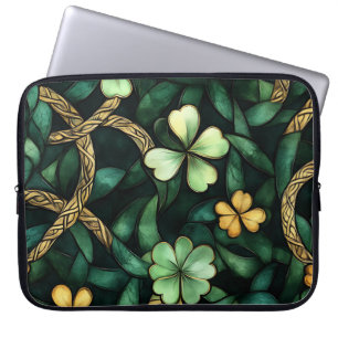GRÜNE UND GOLD IRISCHE KNOTEN UND KLEEBLÄTTER LAPTOPSCHUTZHÜLLE