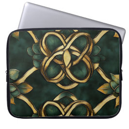 GRÜNE UND GOLD IRISCHE KNOTEN UND KLEEBLÄTTER LAPTOPSCHUTZHÜLLE