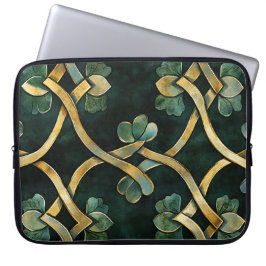 GRÜNE UND GOLD IRISCHE KNOTEN UND KLEEBLÄTTER LAPTOPSCHUTZHÜLLE