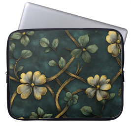 GRÜNE UND GOLD IRISCHE KNOTEN UND KLEEBLÄTTER LAPTOPSCHUTZHÜLLE
