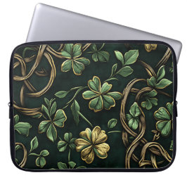 GRÜNE UND GOLD IRISCHE KNOTEN UND KLEEBLÄTTER LAPTOPSCHUTZHÜLLE