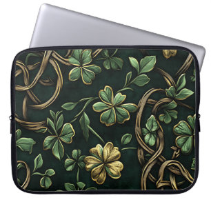 GRÜNE UND GOLD IRISCHE KNOTEN UND KLEEBLÄTTER LAPTOPSCHUTZHÜLLE