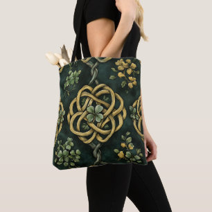 GRÜNE UND GOLD IRISCHE KNOTENPATTER TASCHE