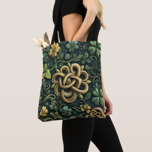 GRÜNE UND GOLD IRISCHE KNOTENPATTER TASCHE