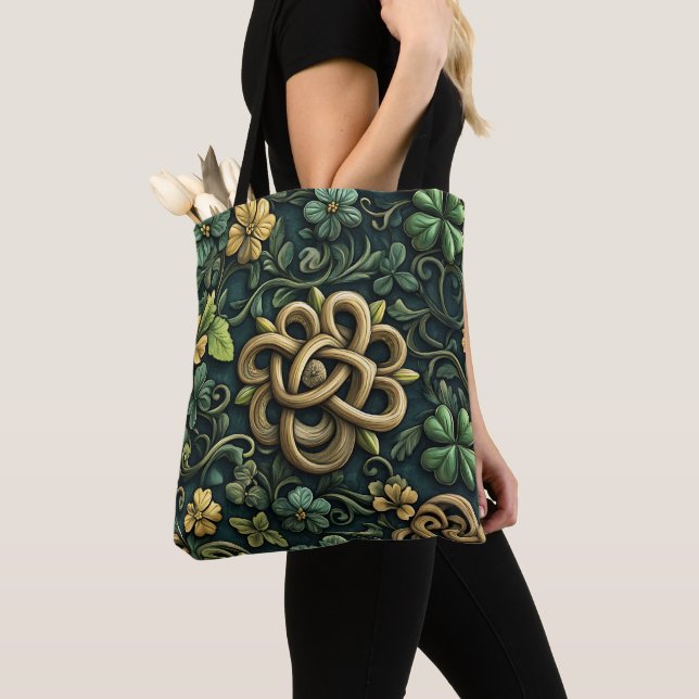 GRÜNE UND GOLD IRISCHE KNOTENPATTER TASCHE (Von Nahem)