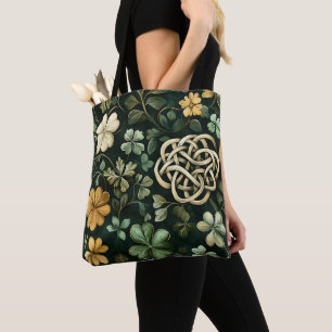 GRÜNE UND GOLD IRISCHE KNOTENPATTER TASCHE