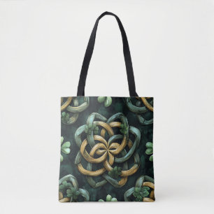 GRÜNE UND GOLD IRISCHE KNOTENPATTER TASCHE