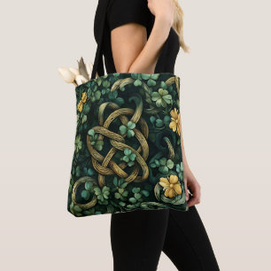 GRÜNE UND GOLD IRISCHE KNOTENPATTER TASCHE