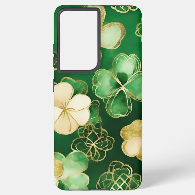 GRÜNE UND GOLD IRISH-KLEEBLÄTTER SAMSUNG GALAXY HÜLLE (Rückseite)