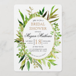Grüne und Gold Leaf Bridal Dusche Einladung