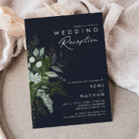 Grüne und Gold Leaf Dark Navy Hochzeitsempfang