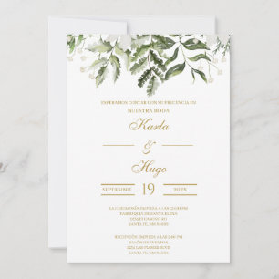 Grüne und Gold Spanische Hochzeit Einladung