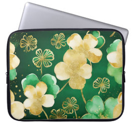 GRÜNE UND GOLD WATERCOLOR IRISH-KLEEBLATT LAPTOPSCHUTZHÜLLE