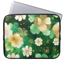 GRÜNE UND GOLD WATERCOLOR IRISH-KLEEBLATT LAPTOPSCHUTZHÜLLE