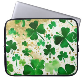GRÜNE UND GOLD WATERCOLOR IRISH-KLEEBLATT LAPTOPSCHUTZHÜLLE
