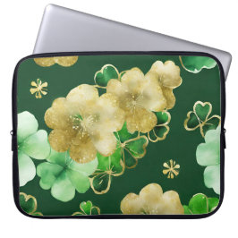 GRÜNE UND GOLD WATERCOLOR IRISH-KLEEBLATT LAPTOPSCHUTZHÜLLE