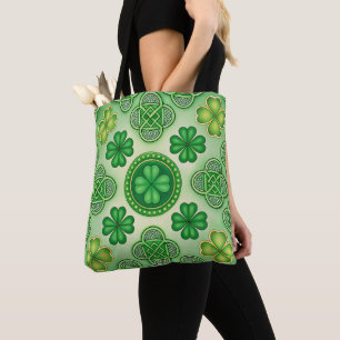 GRÜNE UND GOLDE IRISCHE KELTISCHE THEMENSZENEN TASCHE