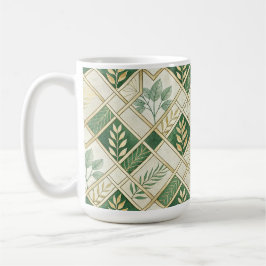 GRÜNE UND GOLDE IRISCHE ZWEIGE UND RANKEN KAFFEETASSE