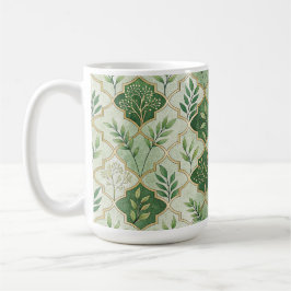 GRÜNE UND GOLDE IRISCHE ZWEIGE UND REBEN KAFFEETASSE