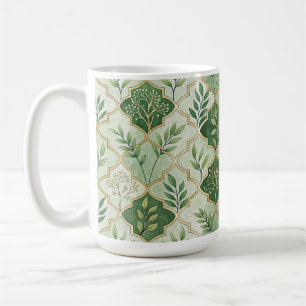 GRÜNE UND GOLDE IRISCHE ZWEIGE UND REBEN KAFFEETASSE