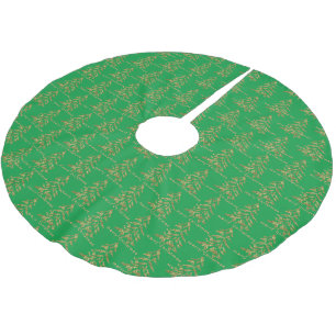 Grüne und goldene Bäume Frohe Weihnachten Polyester Weihnachtsbaumdecke
