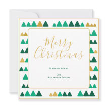 Grüne und goldene Bäume Frohe Weihnachten Quadrati