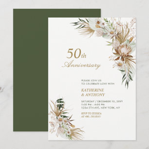 Grüne und goldene botanische Hochzeit Einladung