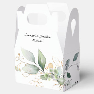 Grüne und goldene Botanische Hochzeit Geschenkschachtel